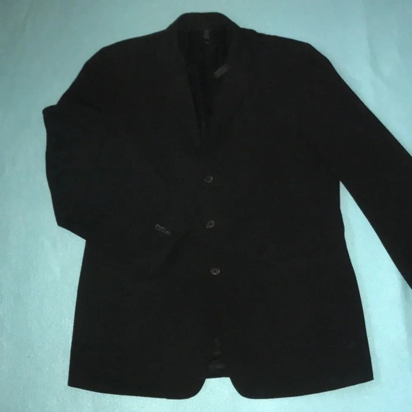 CLAIBORNE suit blazer jacket black formal 3 button flower buttonhole size 44L - Picture 2 of 12